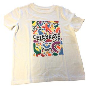 New Girls Shirt Cat & Jack Celebrate Multi Color Graphic Size 6/7 Creativity